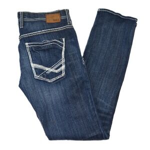 BKE Denim Aiden Straight Jeans Men's 31L Blue Wash Distressed Cotton Blend